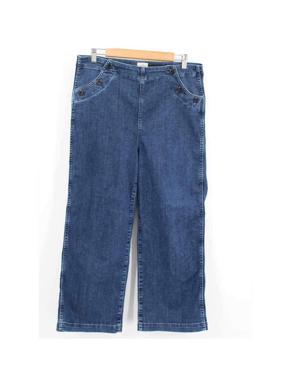 J. Crew Slim Wide Leg Jeans Sailor Button Dark Wash Size 31